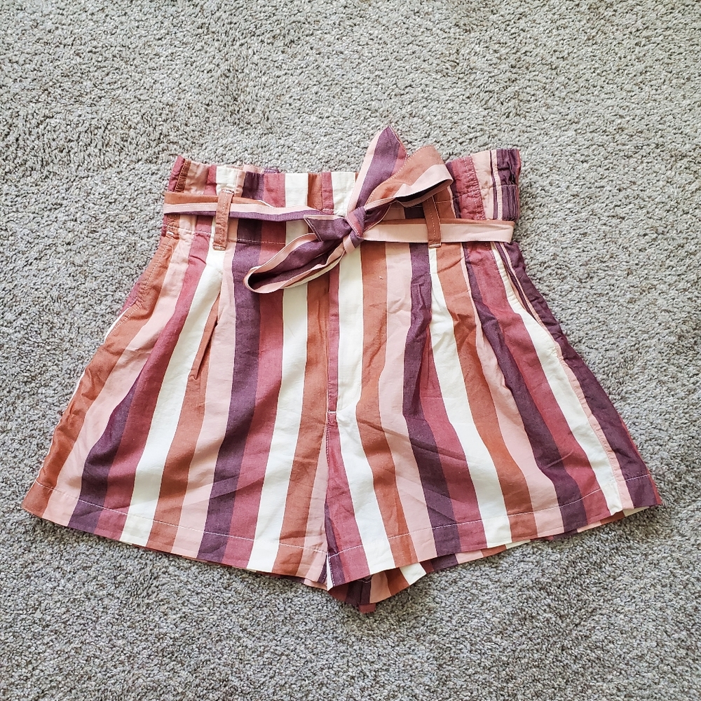 NWT Madewell Stripped Paperbag Shorts